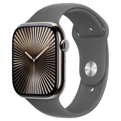 שעון חכם Apple Watch Series 10 GPS+Cell גוף Titanium 46mm Natural רצועת ספורט M/L צבע Stone Grey