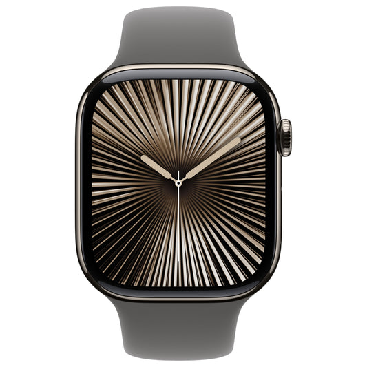 שעון חכם Apple Watch Series 10 GPS+Cell גוף Titanium 46mm Natural רצועת ספורט M/L צבע Stone Grey