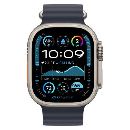 שעון חכם GPS+Cell Apple Watch Ultra 2 גוף Titanium 49mm  Naturalרצועת ספורט צבע Navy Ocean