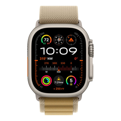 שעון חכם Gps+Cell Apple Watch Ultra 2 גוף Titanium 49mm Natural רצועה Loop-Medium צבע Tan Alpine