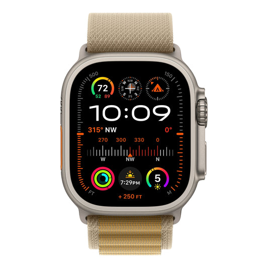 שעון חכם Gps+Cell Apple Watch Ultra 2 גוף Titanium 49mm Natural רצועה Loop-Medium צבע Tan Alpine