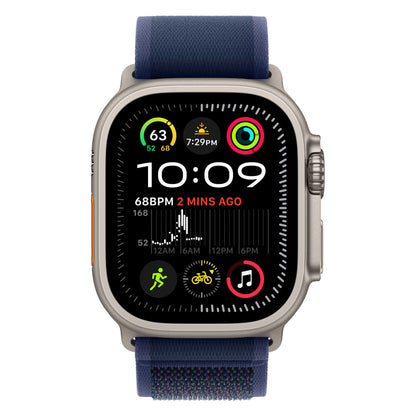 שעון חכם GPS+Cell Apple Watch Ultra 2 גוף Titanium 49mm  Naturalרצועת ספורט Loop M/L צבע Blue Trail