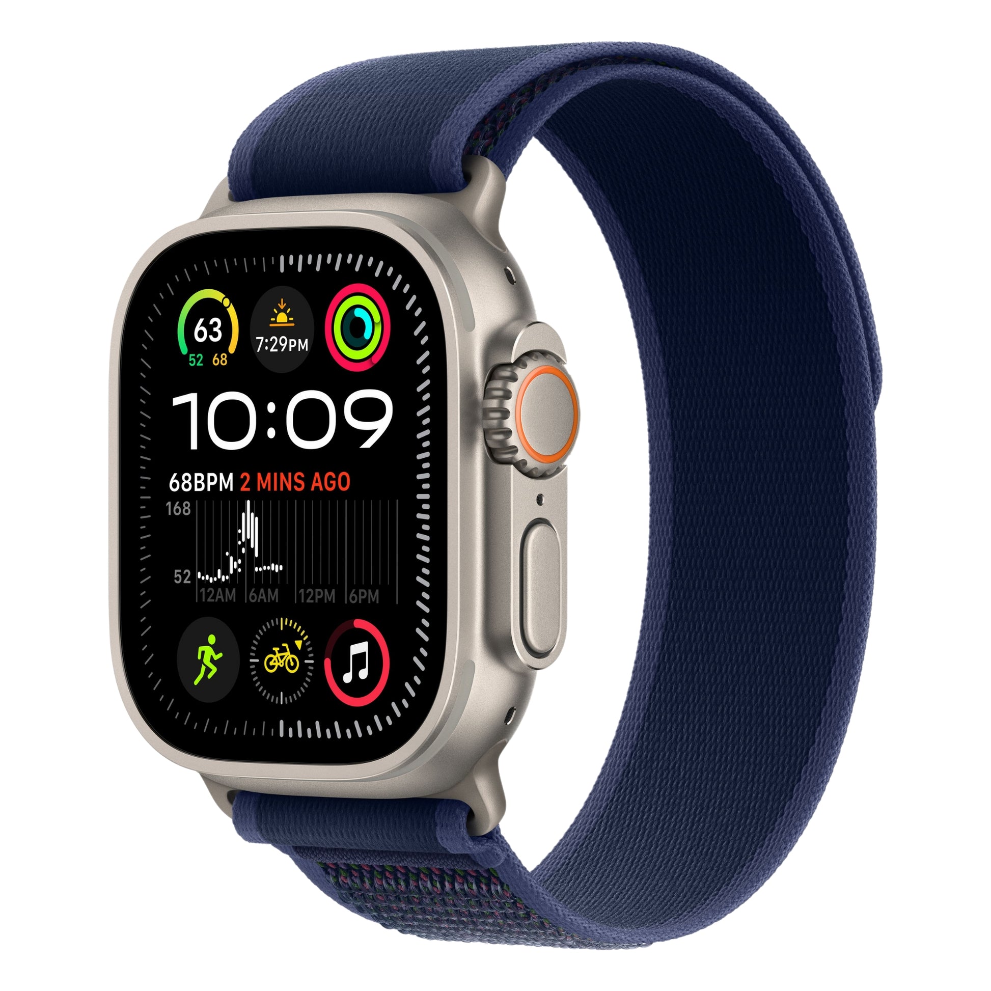 שעון חכם GPS+Cell Apple Watch Ultra 2 גוף Titanium 49mm  Naturalרצועת ספורט Loop M/L צבע Blue Trail