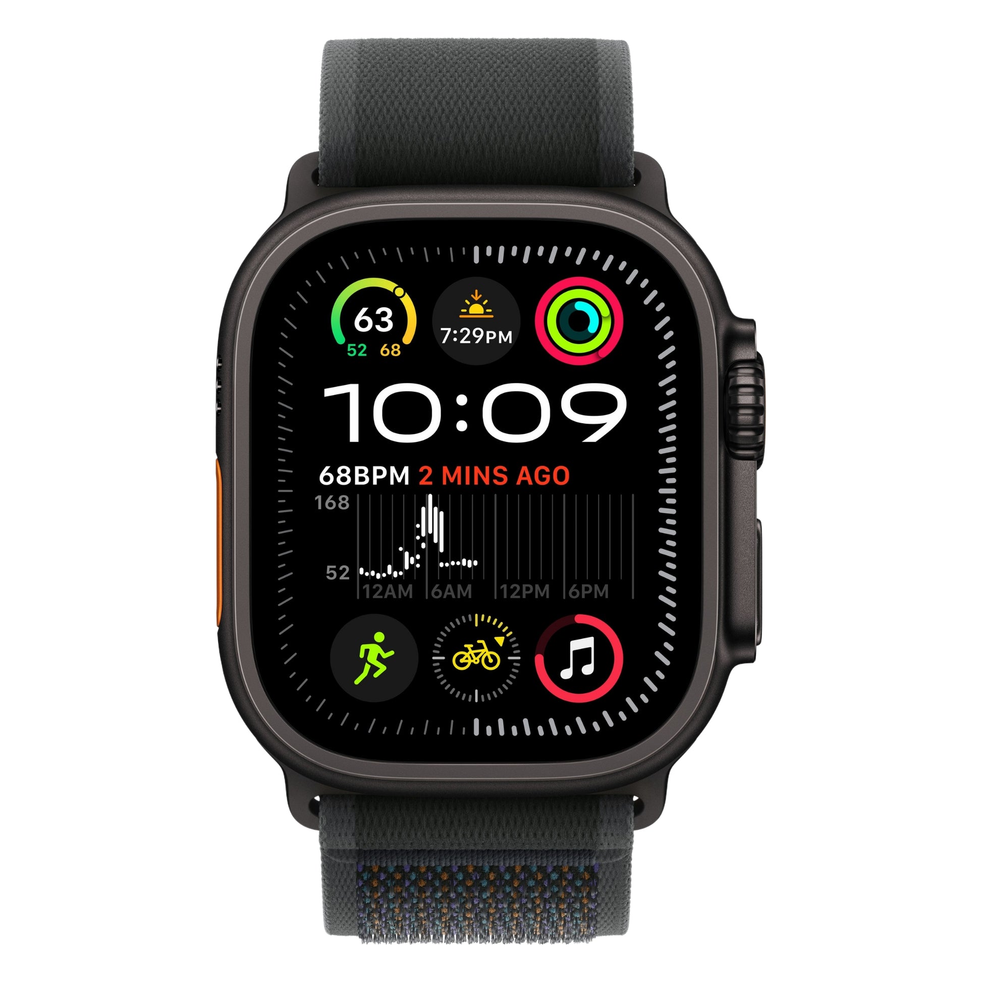 שעון חכם GPS+Cell Apple Watch Ultra 2 גוף Titanium 49mm  Black רצועה M/L Loop צבעBlack Trail