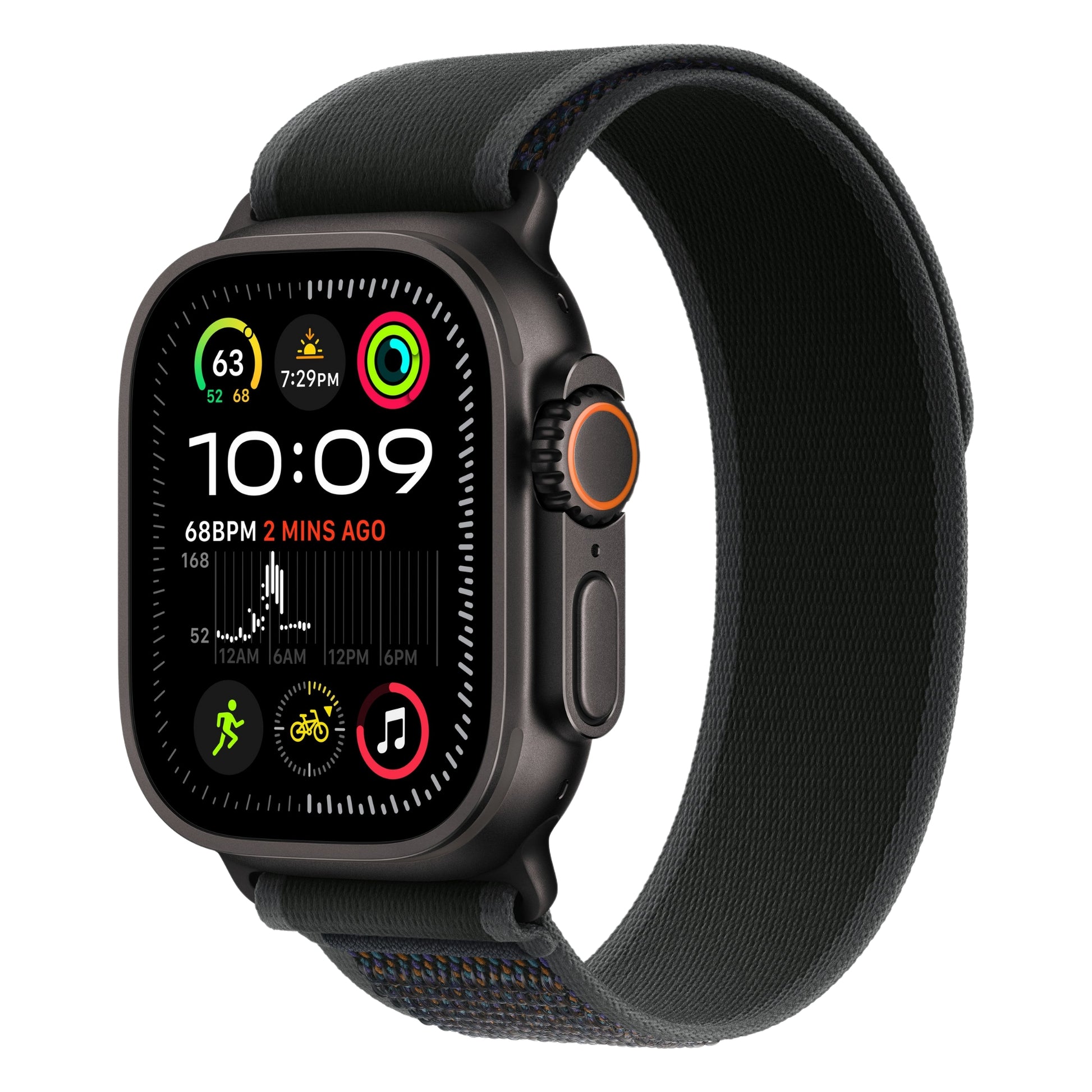 שעון חכם GPS+Cell Apple Watch Ultra 2 גוף Titanium 49mm  Black רצועה M/L Loop צבעBlack Trail