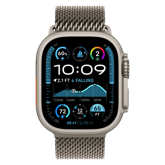 שעון חכם GPS+Cell Apple Watch Ultra 2 גוף Titanium 49mm  Naturalרצועה Large Loop צבע  Milanese