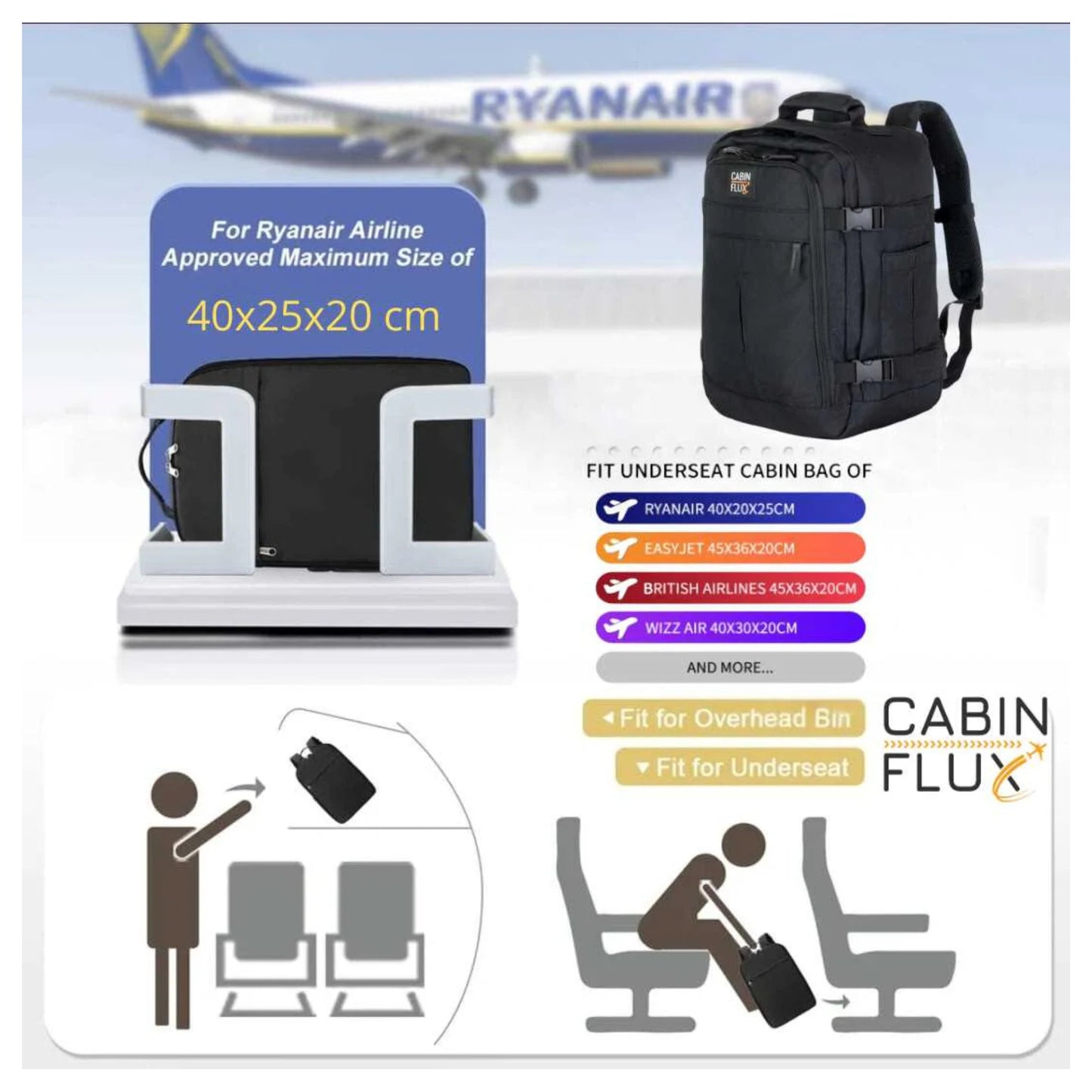 תיק עליה למטוס Cabin Flux Ecolite- 25L