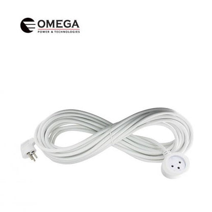 כבל חשמל מאריך Omega באורך 1 מטר הוא פתרון איכותי ובטיחותי להארכת טווח ההזנה של מכשירי חשמל בסביבה ביתית או משרדית, המותאם לעומסי עבודה סטנדרטיים