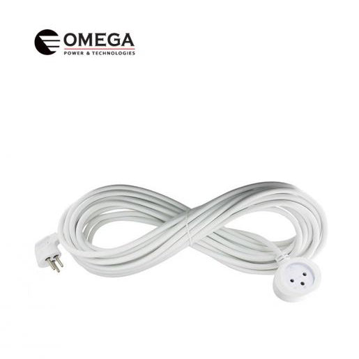 כבל חשמל מאריך Omega באורך 5 מטר הוא פתרון איכותי ובטיחותי להארכת טווח ההזנה של מכשירי חשמל בסביבה ביתית או משרדית, המותאם לעומסי עבודה סטנדרטיים.