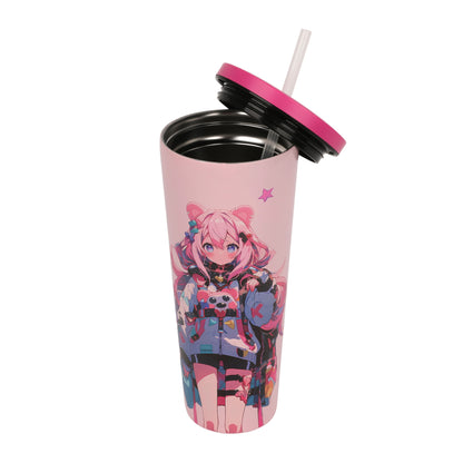 כוס עם קש שומרת חום/קור 600 מ"ל Anima Girl