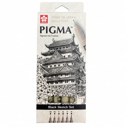 סט 6 עטי רפידוגרף Sakura Pigma