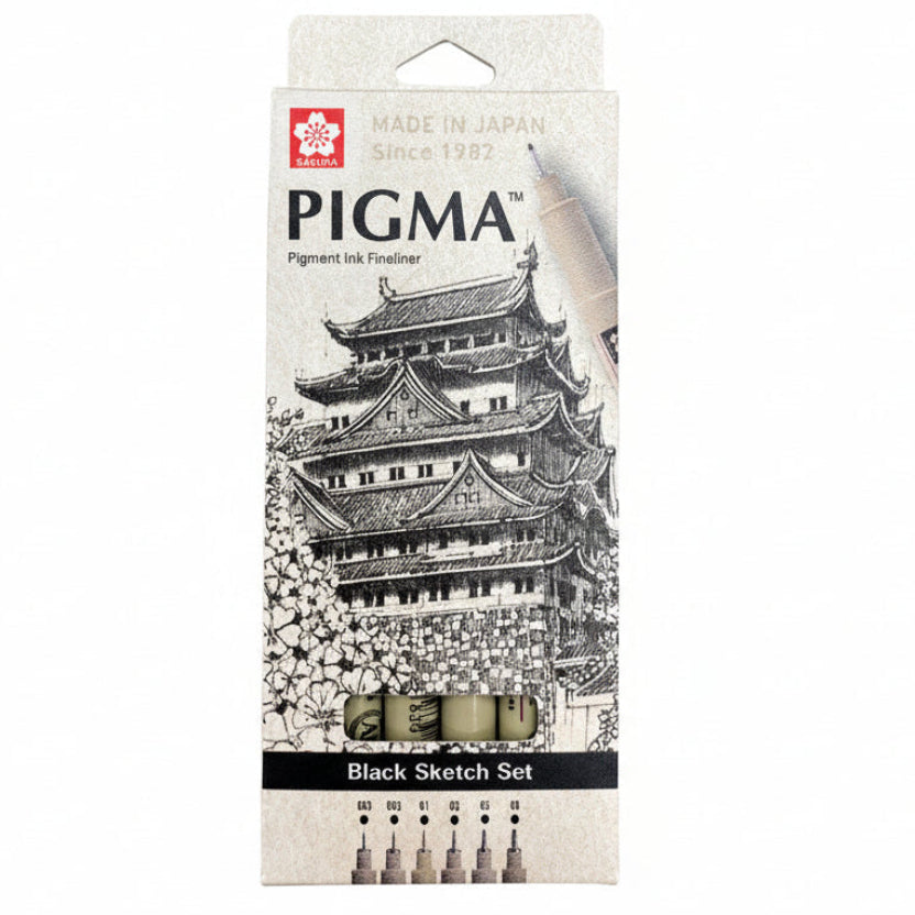 סט 6 עטי רפידוגרף Sakura Pigma