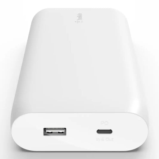 סוללת גיבוי Usb-c Pd + Usb-a 30w 20,000mah לבן Belkin