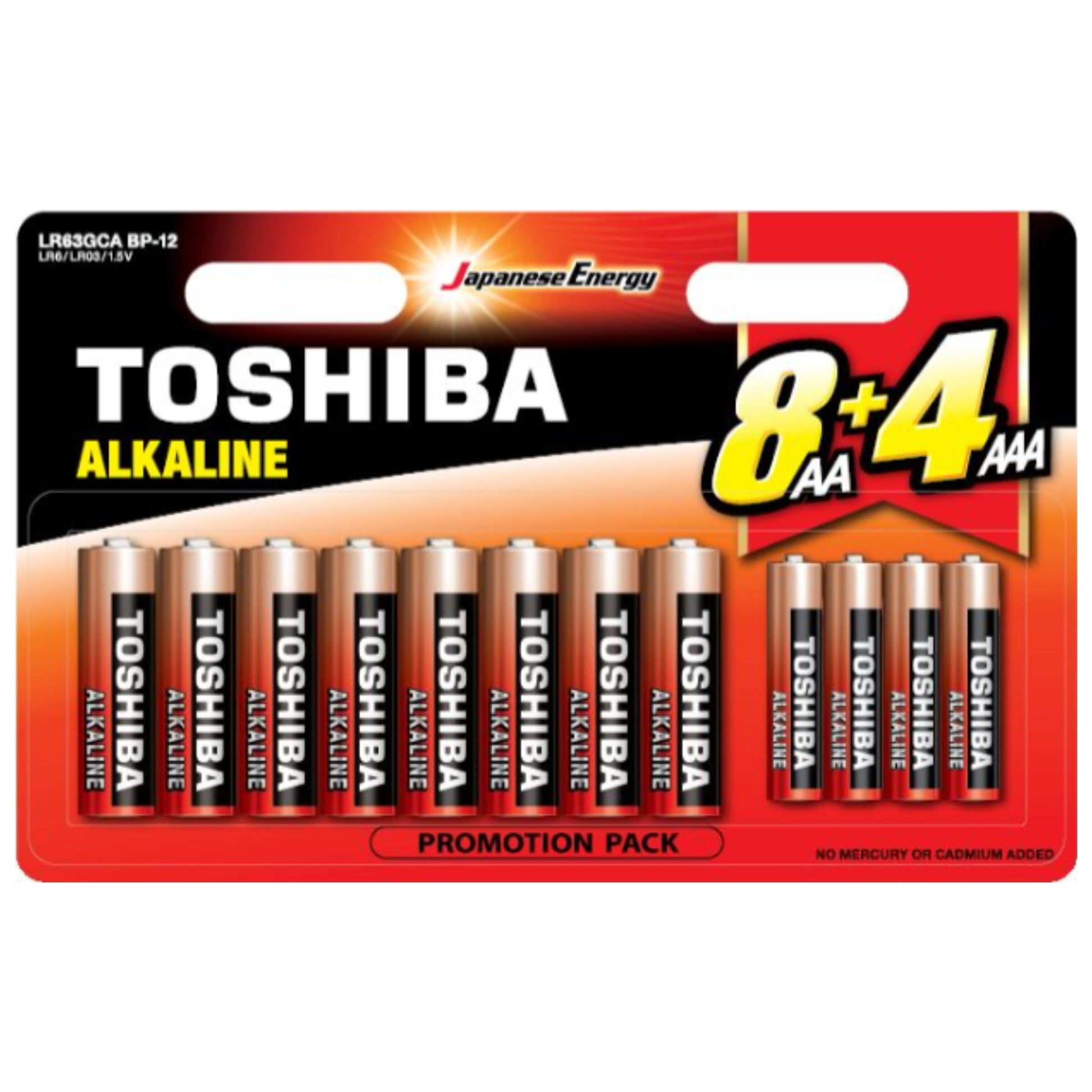 מארז 12 סוללות Toshiba RED 4AAA+8AA