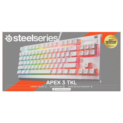 מקלדת גיימינג SteelSeries Apex 3 TKL US LED לבן