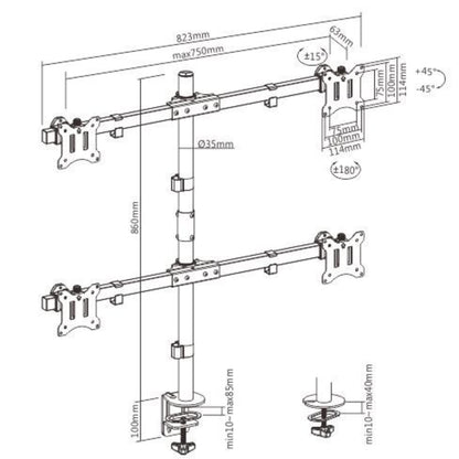 זרוע שולחנית 4 מסכים Lumi LDT57-C04