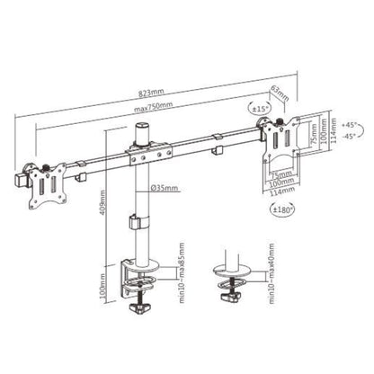 זרוע שולחנית ל- 2 מסכים Lumi  LDT57-C02