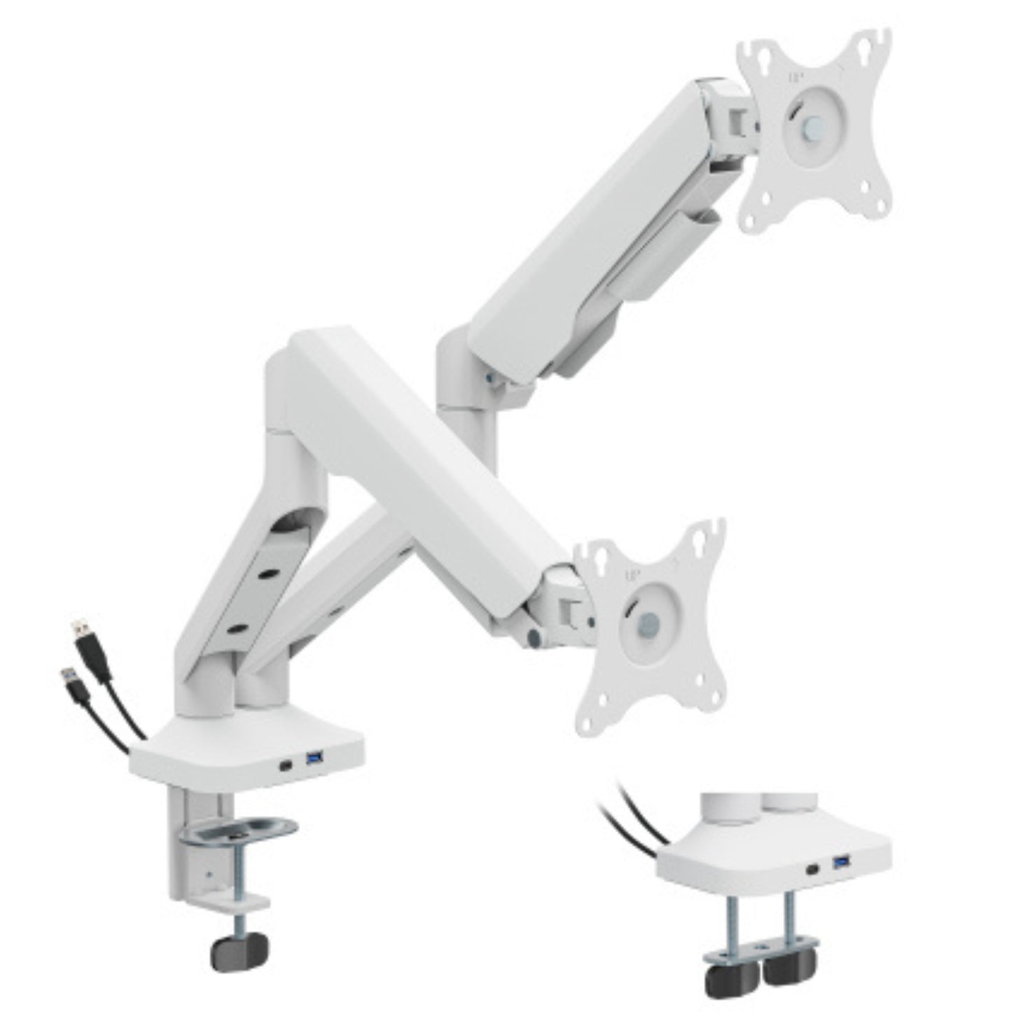 זרוע שולחנית לשני מסכים  17'-35' עם כניסת Lumi Type C+USB