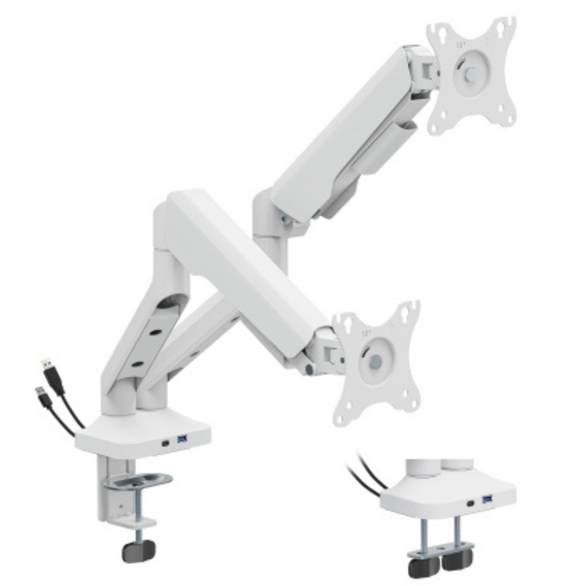 זרוע שולחנית לשני מסכים  17'-35' עם כניסת Lumi Type C+USB