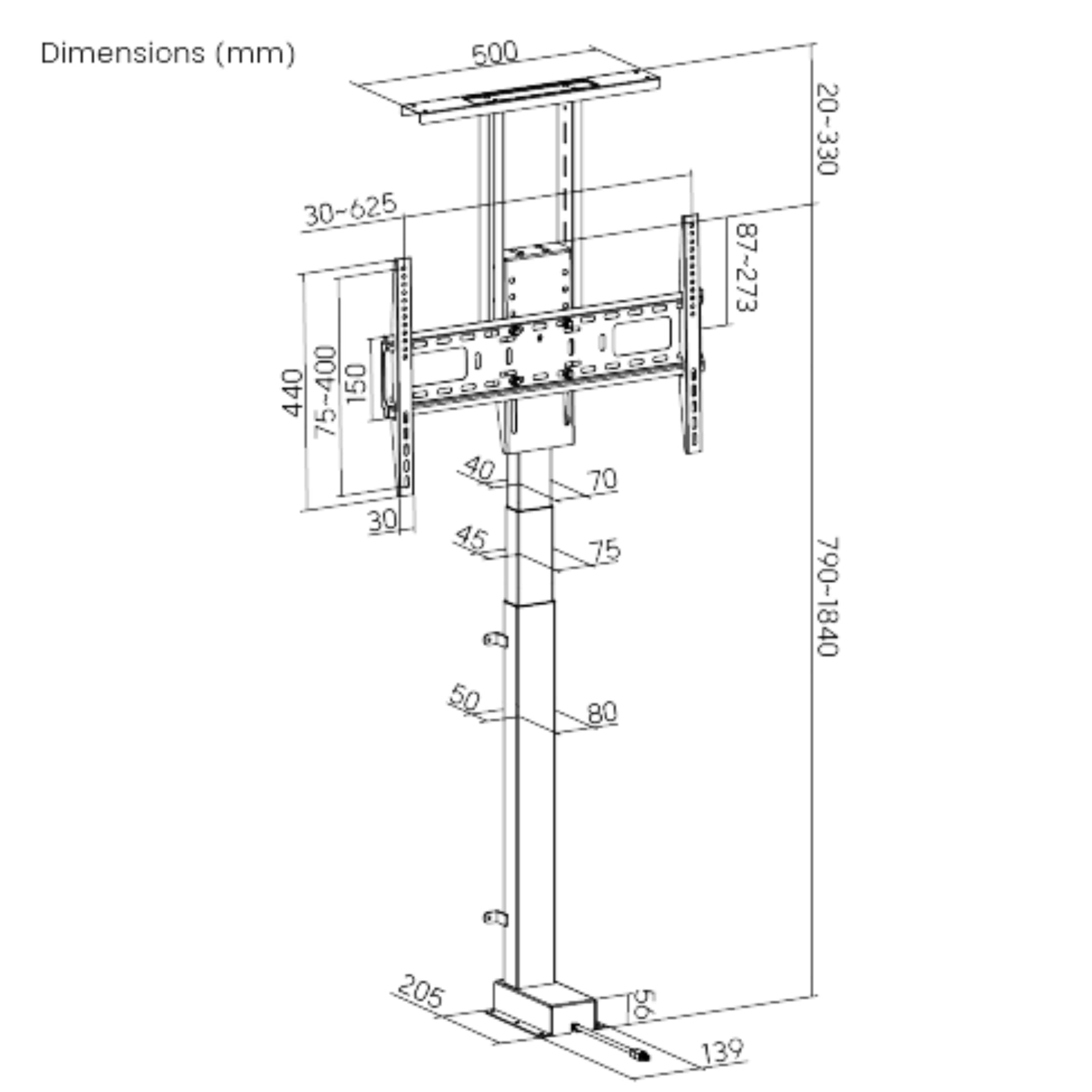 מעמד חכם ממונע לטלוויזיה עד 80" Lumi LP66E-46ML