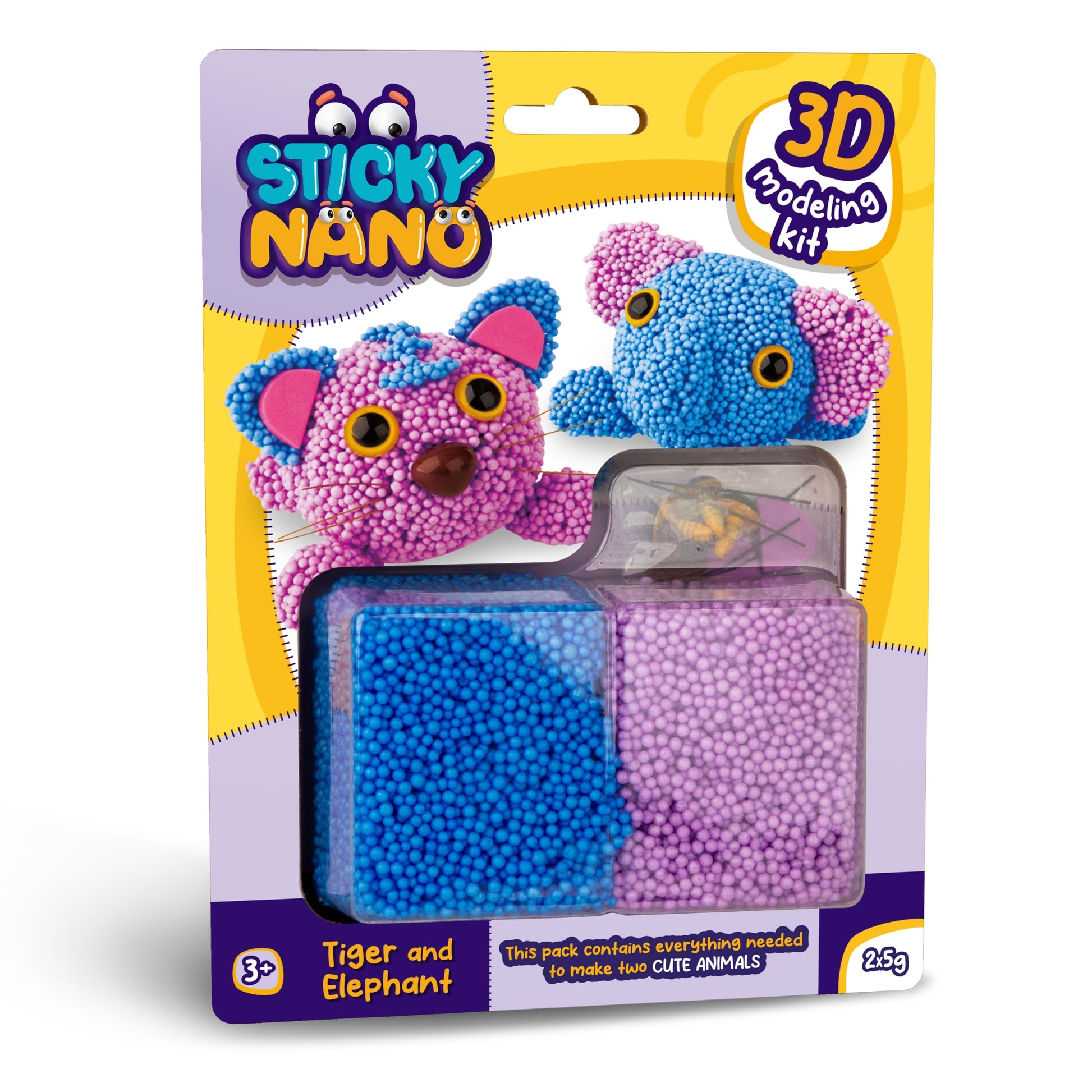 ערכת יצירה Sticky Nano פיל ונמר שני צבעים