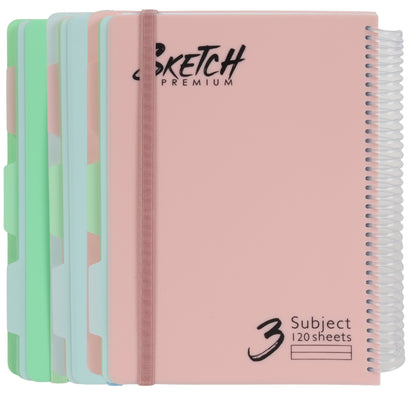מחברת ספירלה B5 שורה 3 נושאים 120 דף Sketch מעורב צבעי פסטל