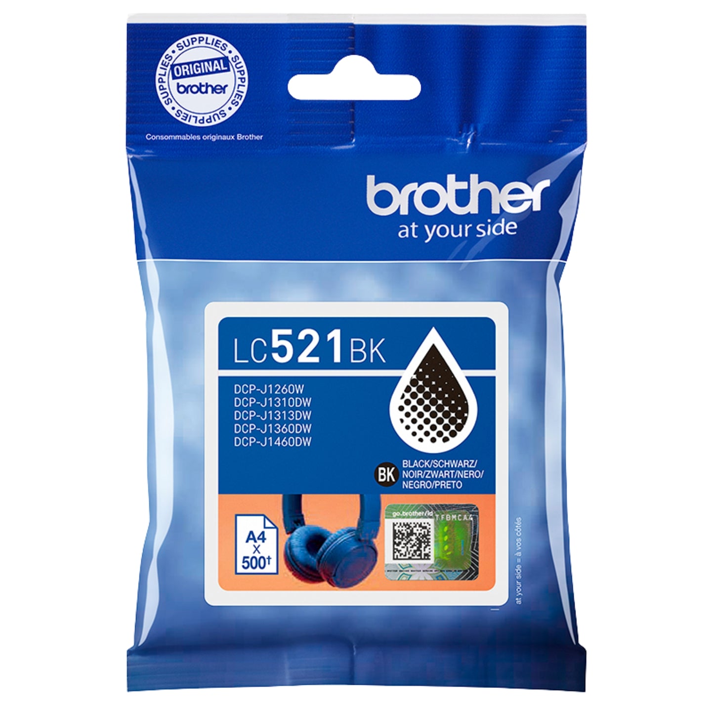 ראש דיו מקורי Brother LC-521BK שחור