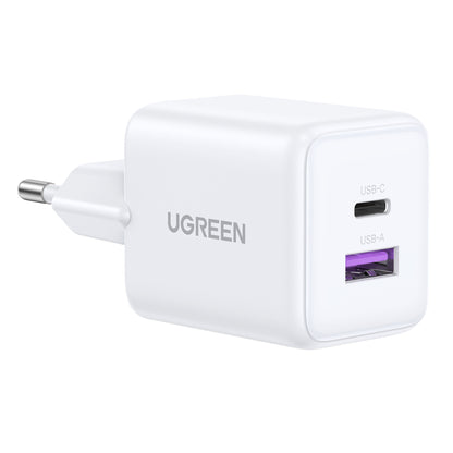 מטען קיר Ugreen 30w 2 port Gan Fast Charger לבן