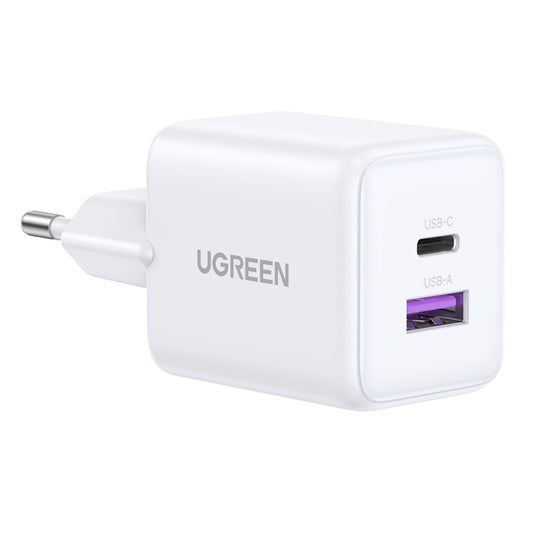 מטען קיר Ugreen 30w 2 port Gan Fast Charger לבן