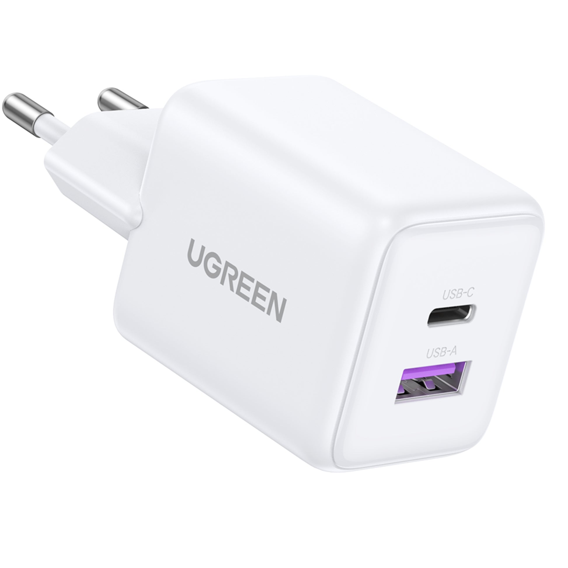 מטען קיר Ugreen 30w 2 port Gan Fast Charger לבן