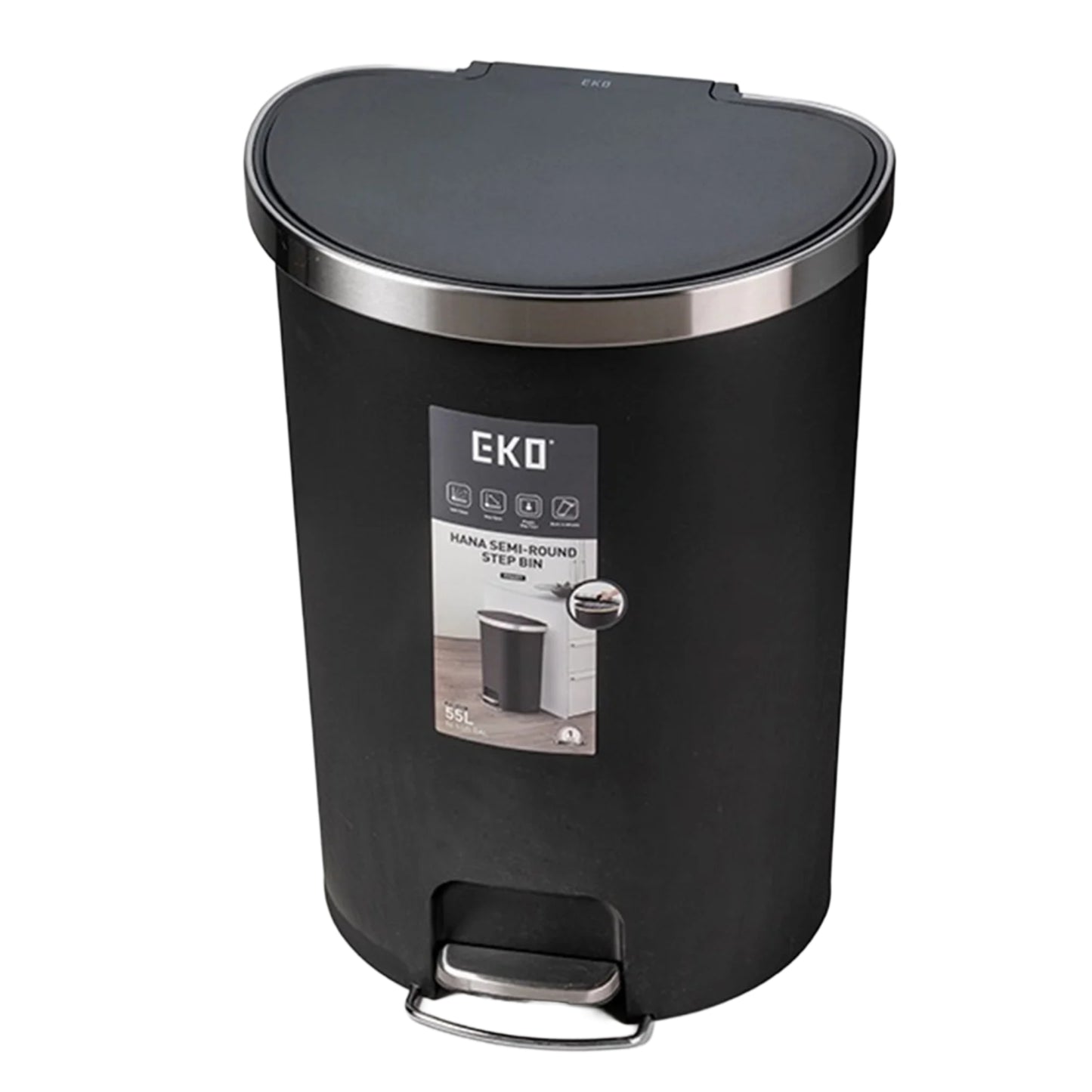 פח רגלית חצי עגול EKO Hanna Ek6221 55L