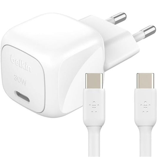 מטען קיר קומפקטי 30W USB-C כולל כבל 1מטר Belkin