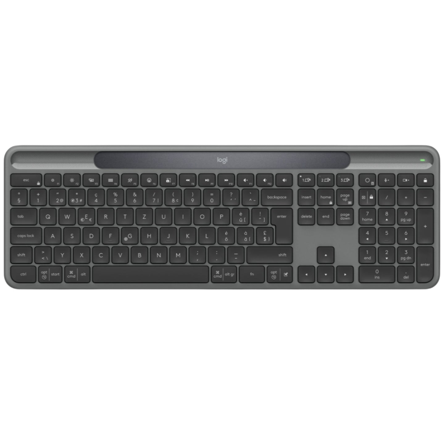 מקלדת אלחוטית סולרית Logitech Slim Solar Graphite 2.4GHZ/BT