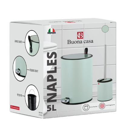 סט שירותים פח ומברשת Buona Casa Naples 5L