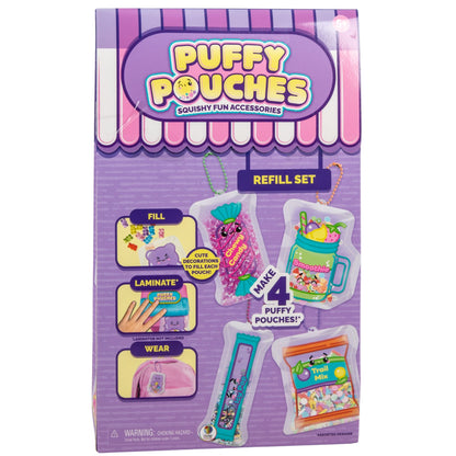 מארז מילוי לסט היצירה Puffy Pouches, המאפשר לילדים להמשיך וליצור נרתיקים תפוחים, צבעוניים ומעוצבים ללא הגבלה.