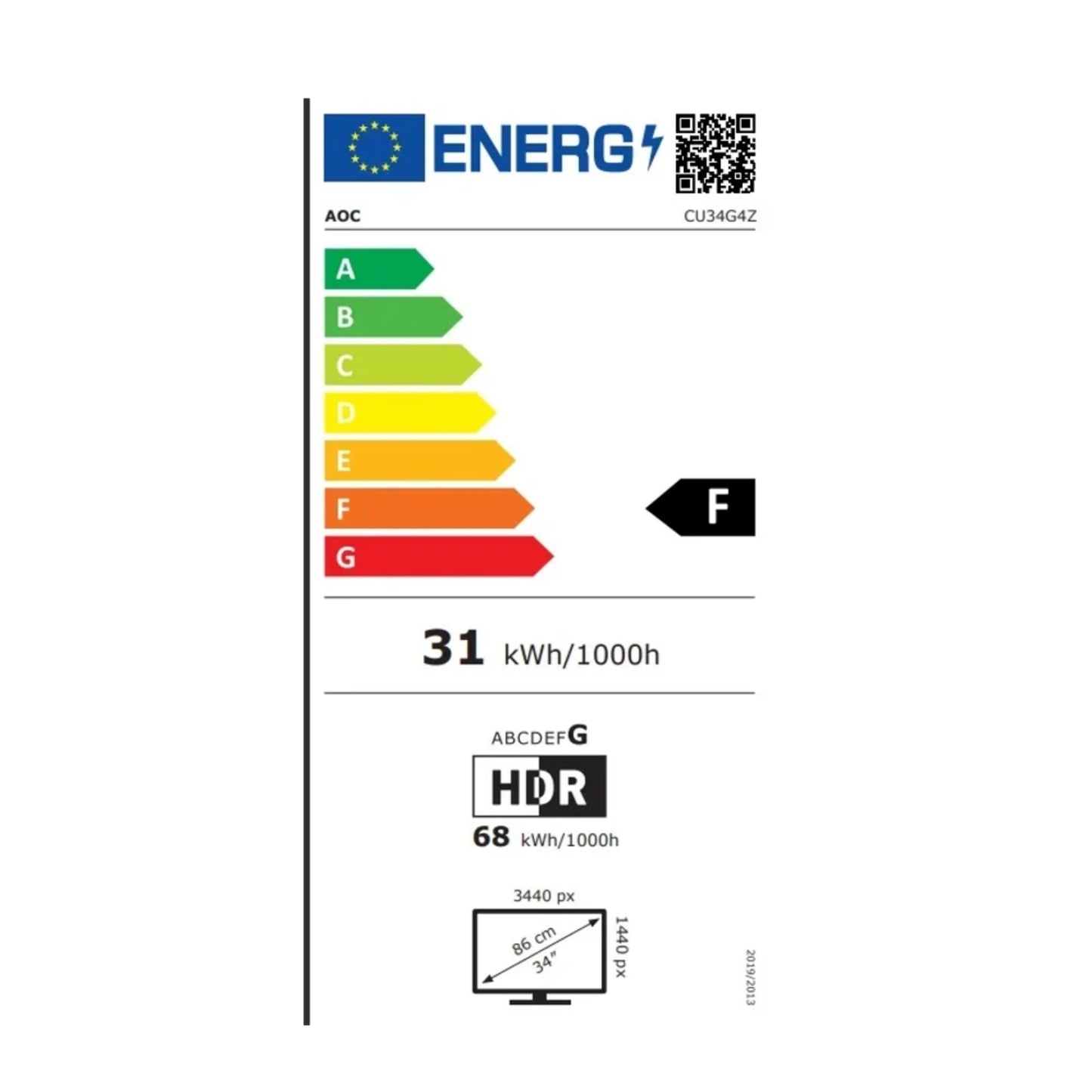 מסך מחשב גיימינג "34 קעור Aoc Gam Cu34g4z 240hz