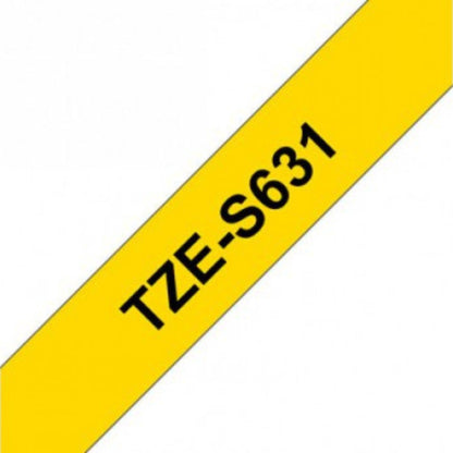 סרט תוויות שחור על רקע צהוב 12 מ"מ Brother TZES631