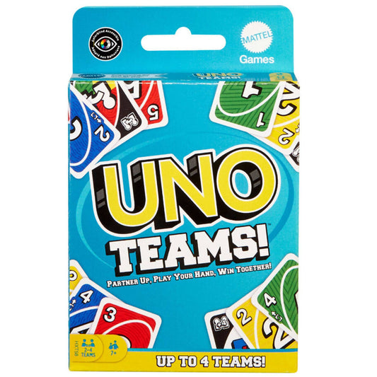 "משחק קלפים UNO Teams לשיתוף פעולה קבוצתי, המפתח עבודת צוות וחשיבה אסטרטגית בחוויית משחק חברתית