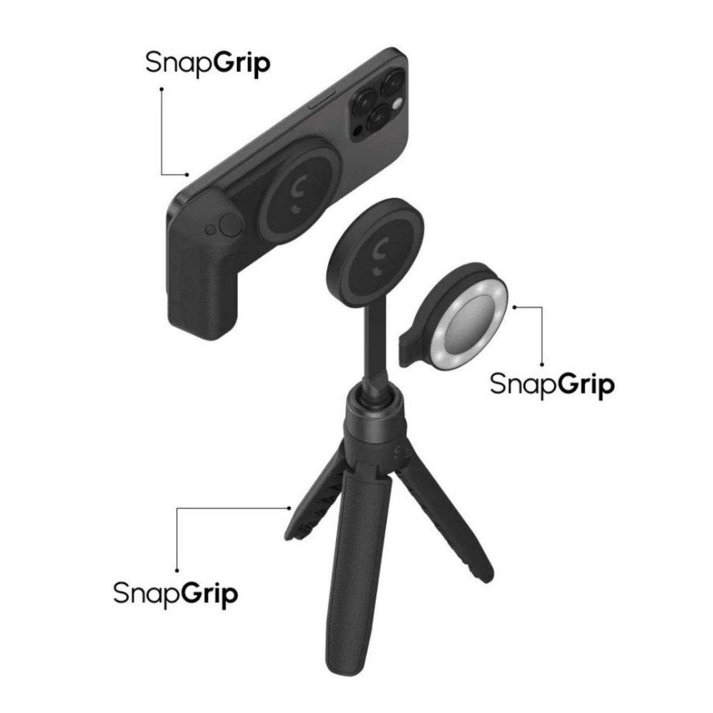 ערכת אביזרים לצילום מקצועי דגם SnapGrip Creator Kit מבית ShiftCam שחור