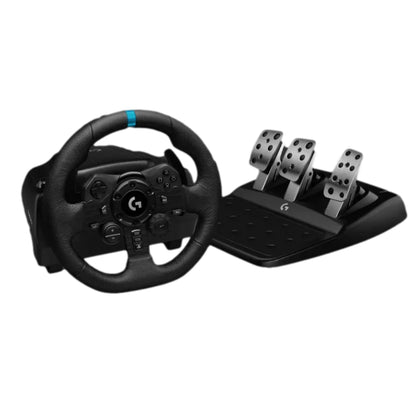 הגה מירוצים עיצוב פרימיום עם מתכת מוברשת, עור תפור ביד ופדלים מלוטשים