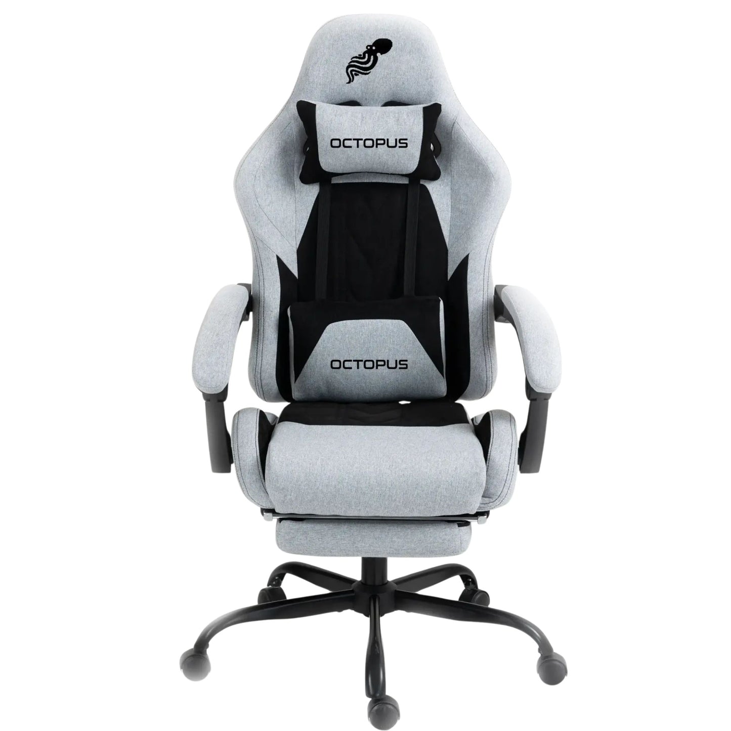 כיסא גיימינג בד Octopus OCT-009 עם ריקליינר לרגליים, המעניק נוחות מקסימלית ותמיכה ארגונומית לישיבה ממושכת.