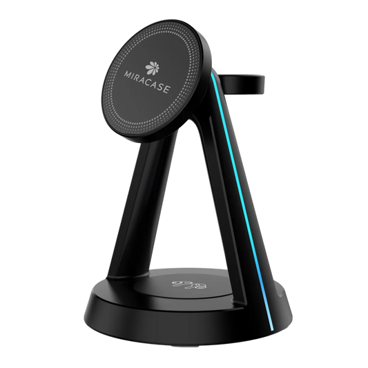המטען האלחוטי 3-ב-1 של Miracase מדגם MWIQ560 הוא פתרון טעינה אלגנטי וחכם, המאפשר לכם לרכז את כל המכשירים האישיים בעמדה אחת מסודרת ומתקדמת.