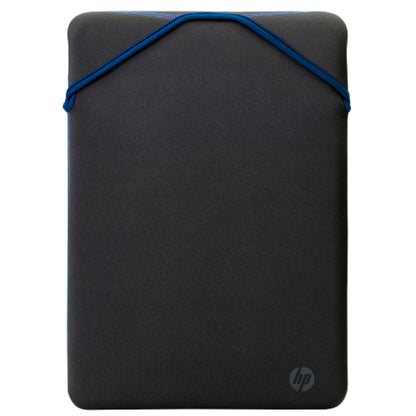תיק מעטפה דו-צדדי HP 2F1X7AA למחשב נייד 15.6 אינץ' בשילוב שחור וכחול, המעניק הגנה דקה ומראה ורסטילי לעבודה ולפנאי.