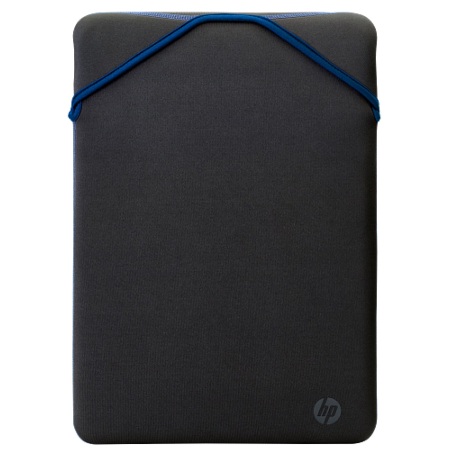 תיק מעטפה דו-צדדי HP 2F1X7AA למחשב נייד 15.6 אינץ' בשילוב שחור וכחול, המעניק הגנה דקה ומראה ורסטילי לעבודה ולפנאי.