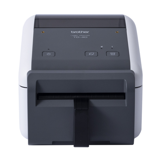 מדפסת תוויות שולחנית Brother TD-4550DNWBFC (רוחב 4 אינץ') בטכנולוגיית Linerless וברזולוציית 300dpi, המציעה את פתרון הקישוריות והדיוק המקיף ביותר להדפסה רחבה ואקולוגית.