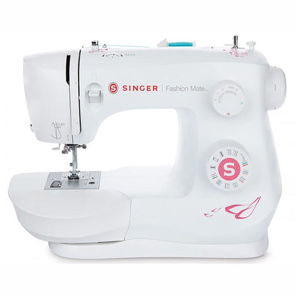 מכונת תפירה Singer Fashion Mate 3333 בלבן קלאסי, המציעה עיצוב מודרני ונוחות הפעלה מקסימלית ליצירתיות ביתית ללא מאמץ.