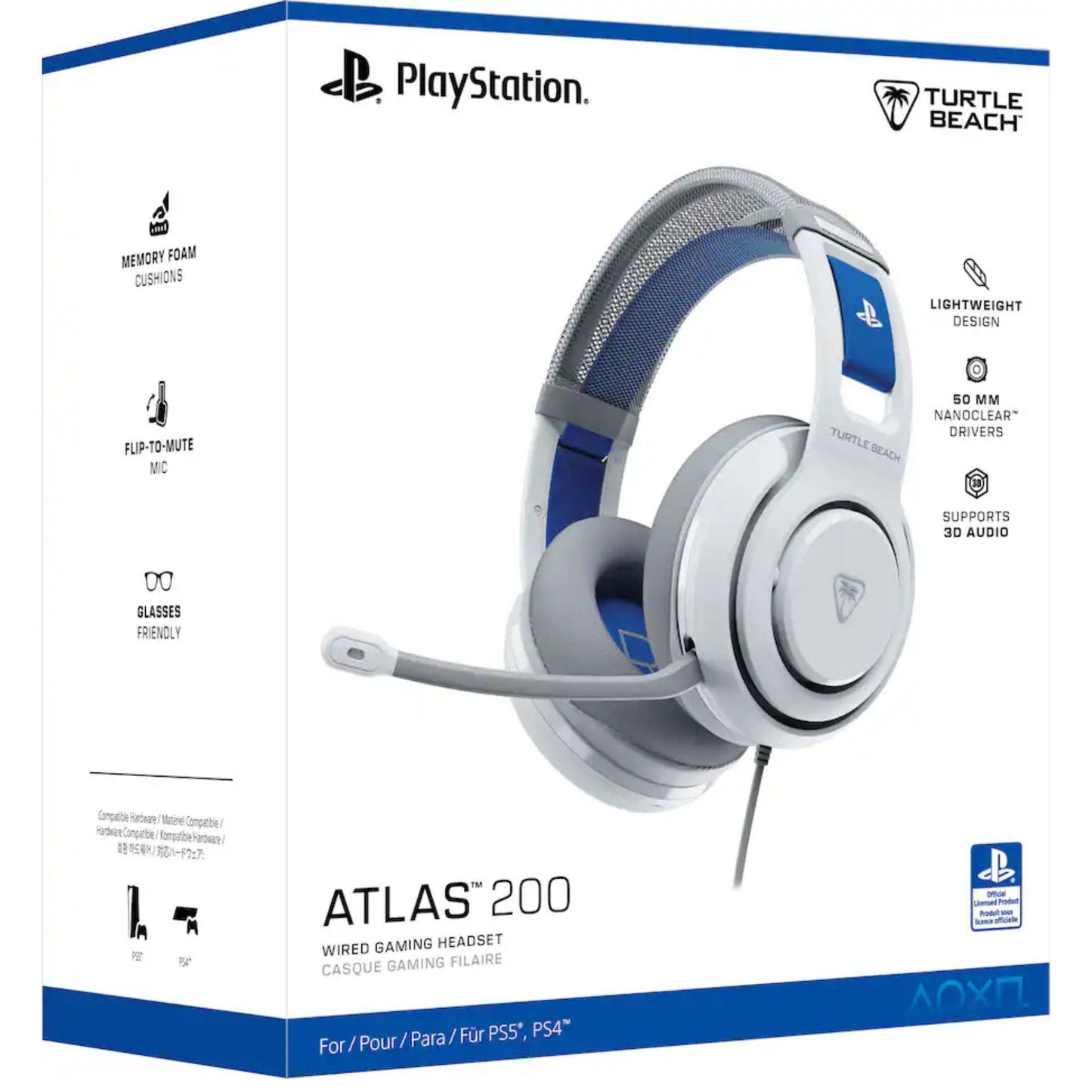 אוזניות גיימינג חוטיות Turtle Beach Atlas 200 For PS4/PS5 לבן