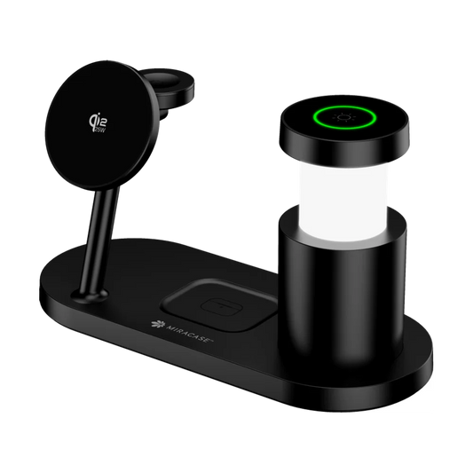 המטען האלחוטי 4-ב-1 של Miracase מדגם MQIW630 הוא תחנת כוח אלגנטית המהווה את הפתרון האולטימטיבי לריכוז וטעינה של כל המערך הטכנולוגי האישי שלכם במקום אחד.