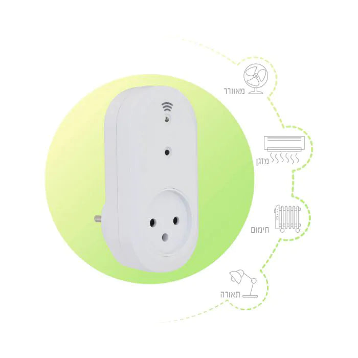 שקע תקע חכם + שעון שבת/טיימר Wi-Fi