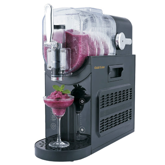 "מכונת הברד והמשקאות הקפואים של Goldline מדגם ATL-8090 היא מכשיר 5 ב-1 עוצמתי וחכם, המביא את חוויית הריענון של הקיוסק והבר היישר אל המטבח הביתי שלכם.